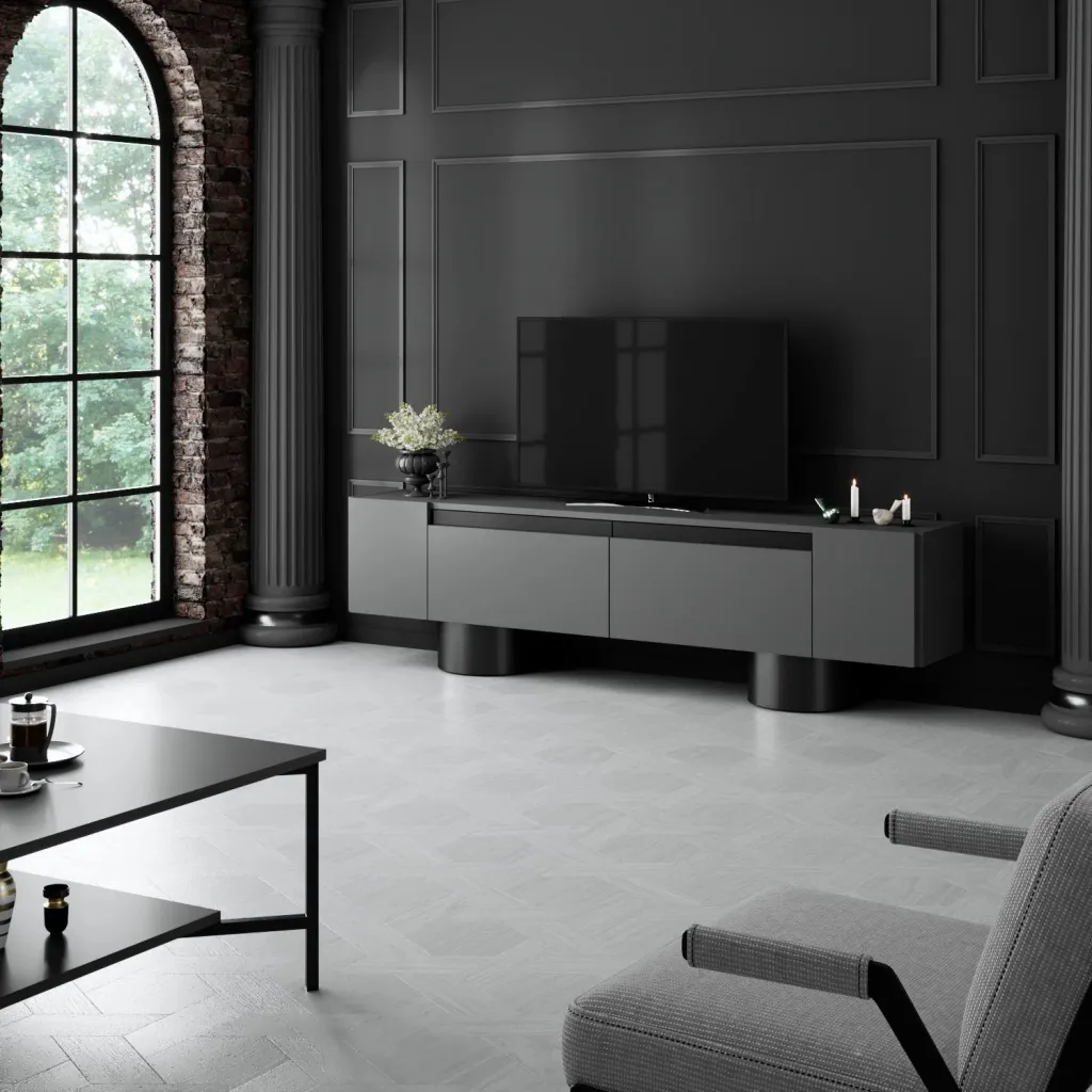 Komodë për TV Hanah Home, Lord, antracit, e zezë - 5