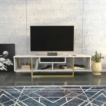 Komodinë për TV Asal 150, artë, bardhë