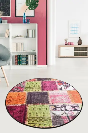 Qilim i rrumbullakët, shumëngjyrësh, 140cm, për kuzhinë, Conceptum Hypnose