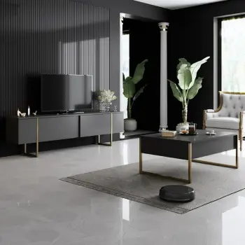 Set mobiljesh për dhomë dite, Luxe, antracit dhe ari