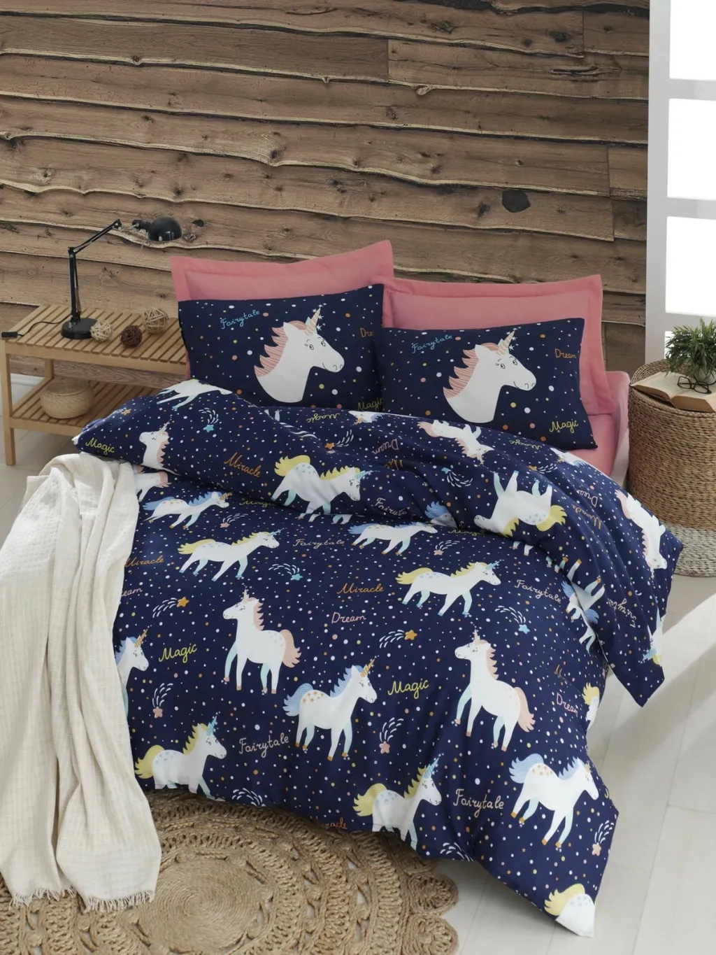 Set mbulesë për jorgan dopio, Magic Unicorn, ngjyrë kaltër e errët - 1
