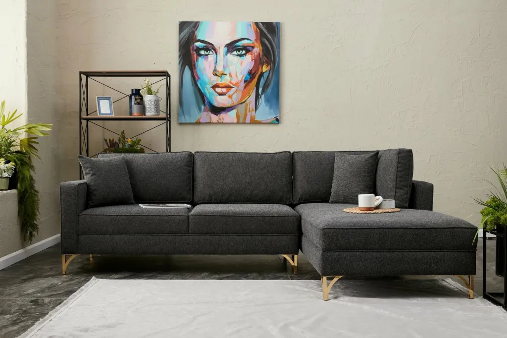 Këndare Atelier del Sofa, Berlin, e djathtë, anthracite, gold - 1