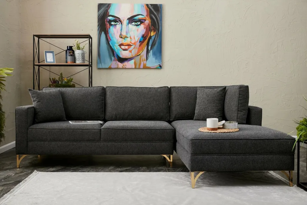 Këndare Atelier del Sofa, Berlin, e djathtë, anthracite, gold - 3