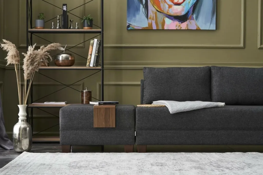 Kënd-sofë krevate Atelier del Sofa, Efsun, antracit - 4