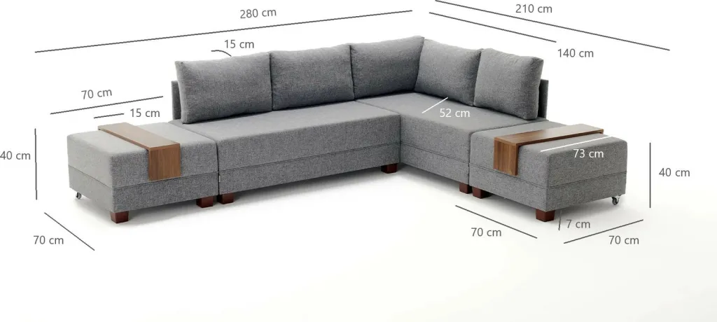 Kënd-sofë krevate Atelier del Sofa, Efsun, antracit - 7