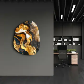 Pikturë dekorative prej xhami të temperuar, Golden Roots, 88x68cm