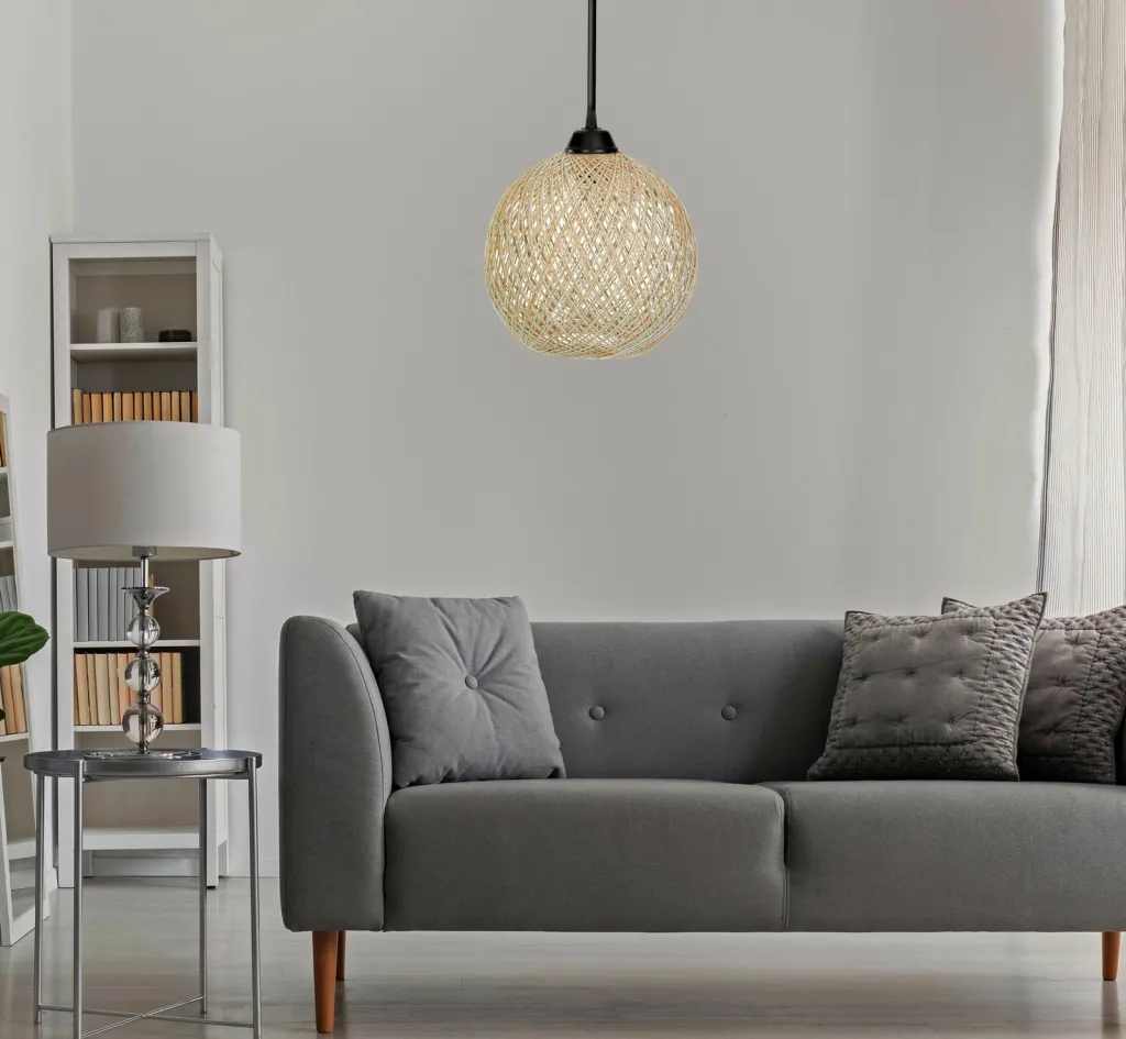 Llambë tavani Opviq, dorëpunuar, jute, e zezë dhe kafe, 190 - JBM - 2