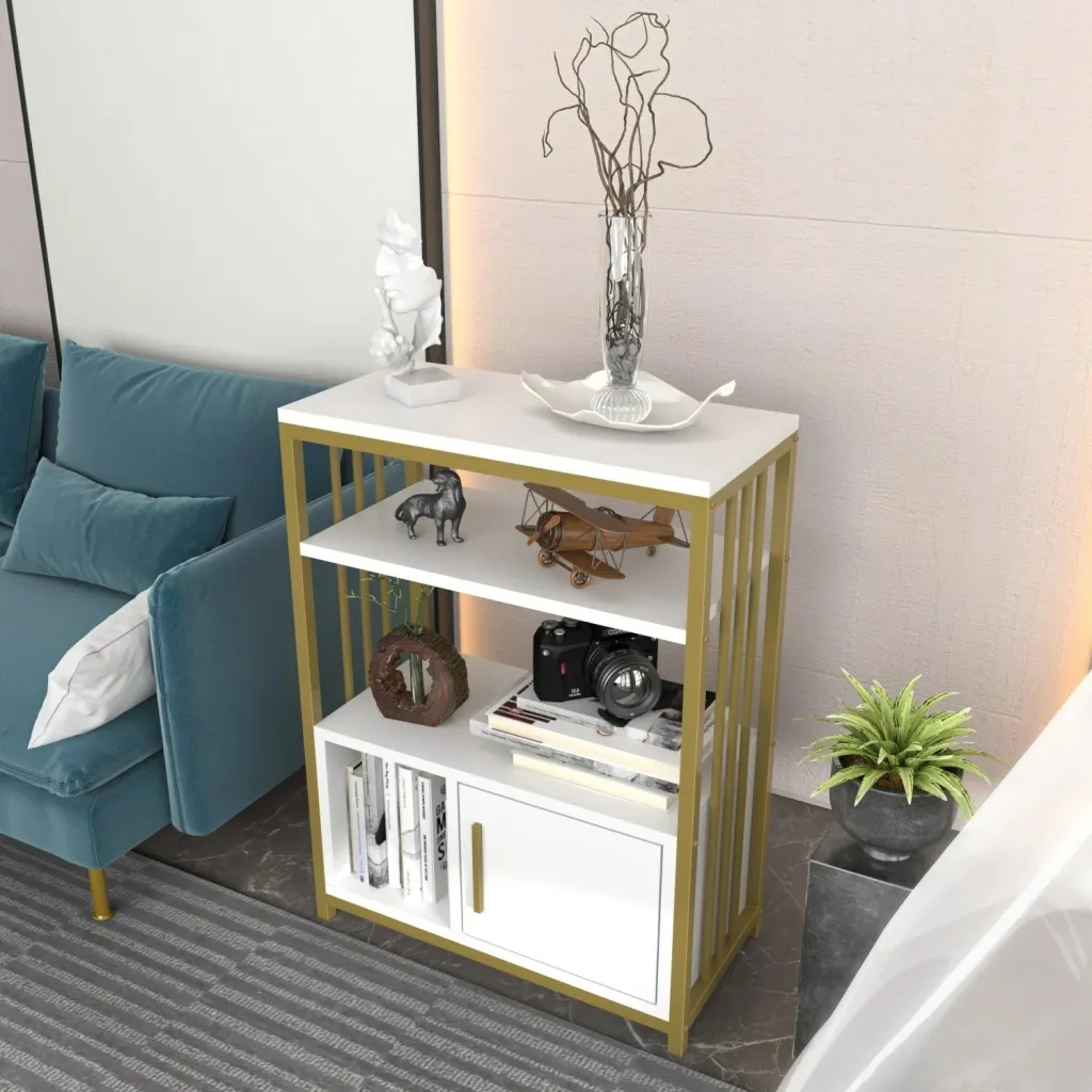 Raft librash Hanah Home, Valero, i bardhë dhe i artë - 3