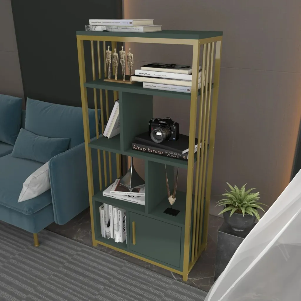 Raft librash Hanah Home, Valero, ngjyrë e gjelbër dhe ari - 3