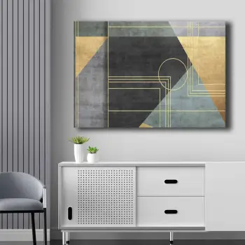 Pikturë dekorative në kanavacë, ngjyra kaltër, ari, antracit, 70x100cm, 70100NISC-040