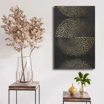 Pikturë dekorative në kanavacë, ngjyra ari, e bardhë dhe e zezë, 45x70cm, Wallity 4570NISC-019