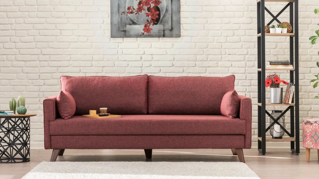Divan-krevat treshe, ngjyrë e kuqe Claret, Bella Sofa Bed - 2