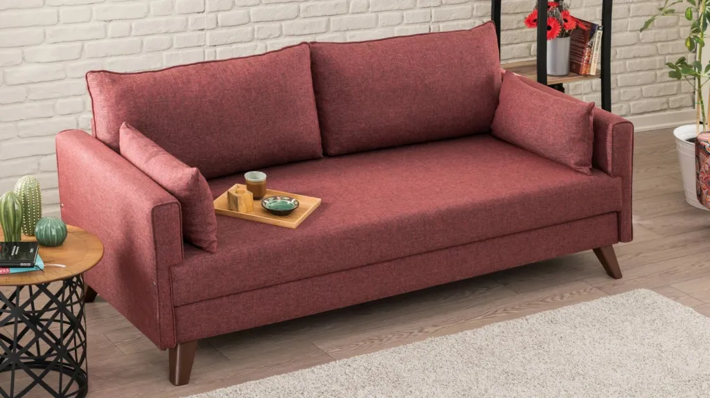 Divan-krevat treshe, ngjyrë e kuqe Claret, Bella Sofa Bed - 3