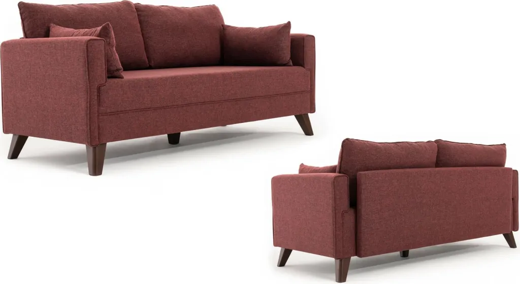 Divan-krevat treshe, ngjyrë e kuqe Claret, Bella Sofa Bed - 6
