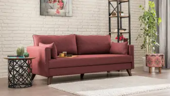 Divan-krevat treshe, ngjyrë e kuqe Claret, Bella Sofa Bed