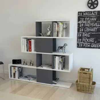 Raft librash Hanah Home, Harmon, bardhë-antracit