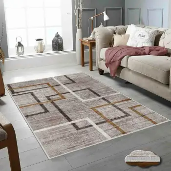 Qilim (100 x 150) Conceptum Hypnose, Wookece700, ngjyrë mink dhe kafe