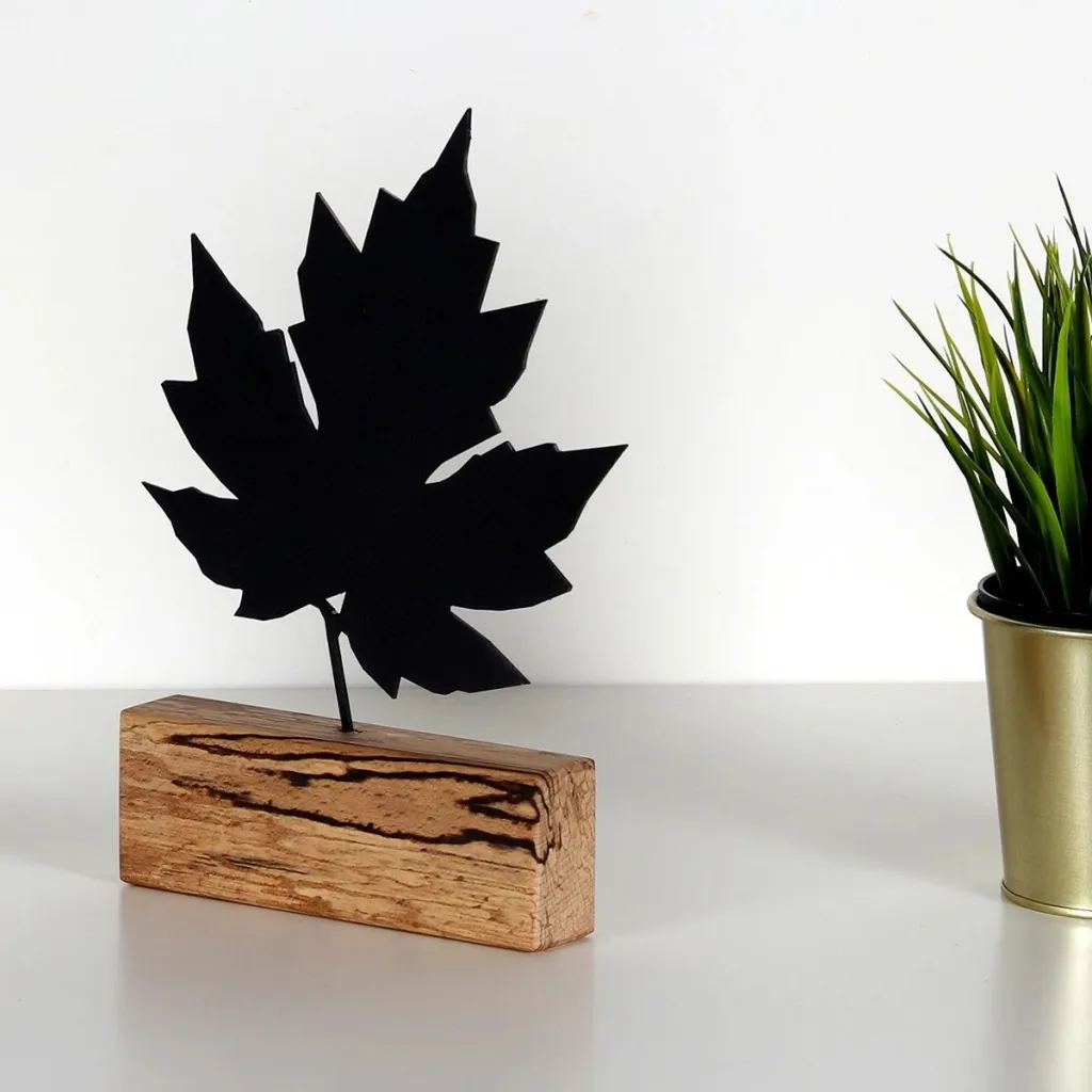 Objekt dekorativ Aberto Design, gjethe panje, ngjyrë e zezë - 2