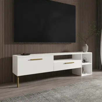 Komodinë për TV Parion, bardhë, artë