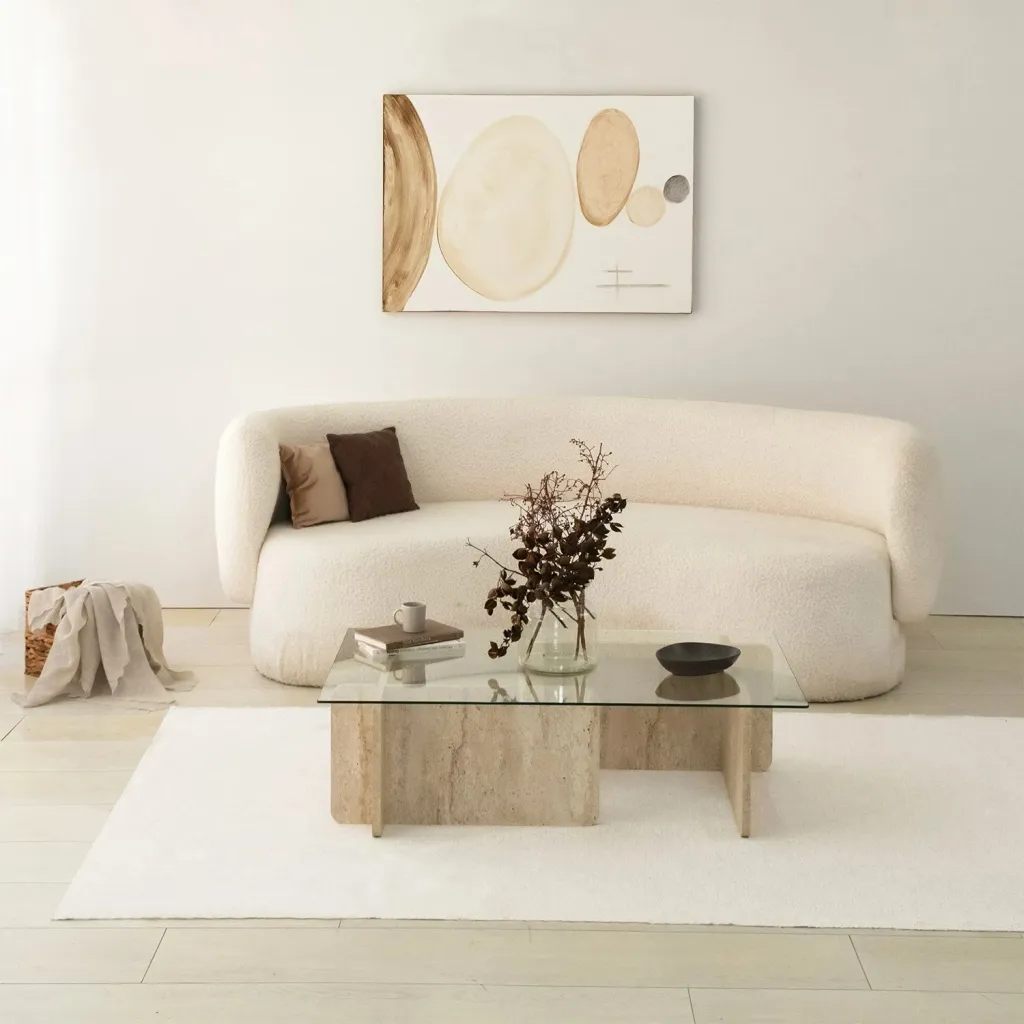 Tavolinë kafeje Hanah Home, Escape, ngjyrë travertine - 1