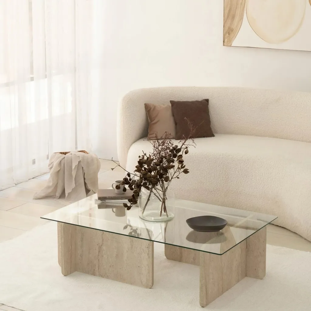 Tavolinë kafeje Hanah Home, Escape, ngjyrë travertine - 2