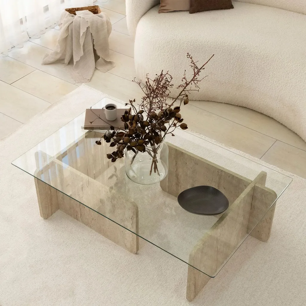 Tavolinë kafeje Hanah Home, Escape, ngjyrë travertine - 3