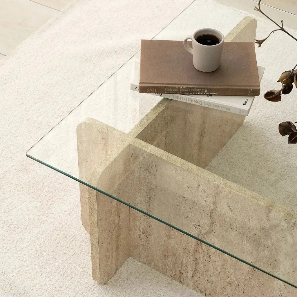 Tavolinë kafeje Hanah Home, Escape, ngjyrë travertine - 4