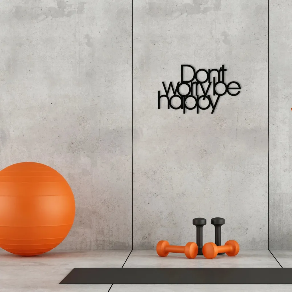 Aksesor dekorativ metalik për mur, Wallity, Don't Worry Be Happy - 1