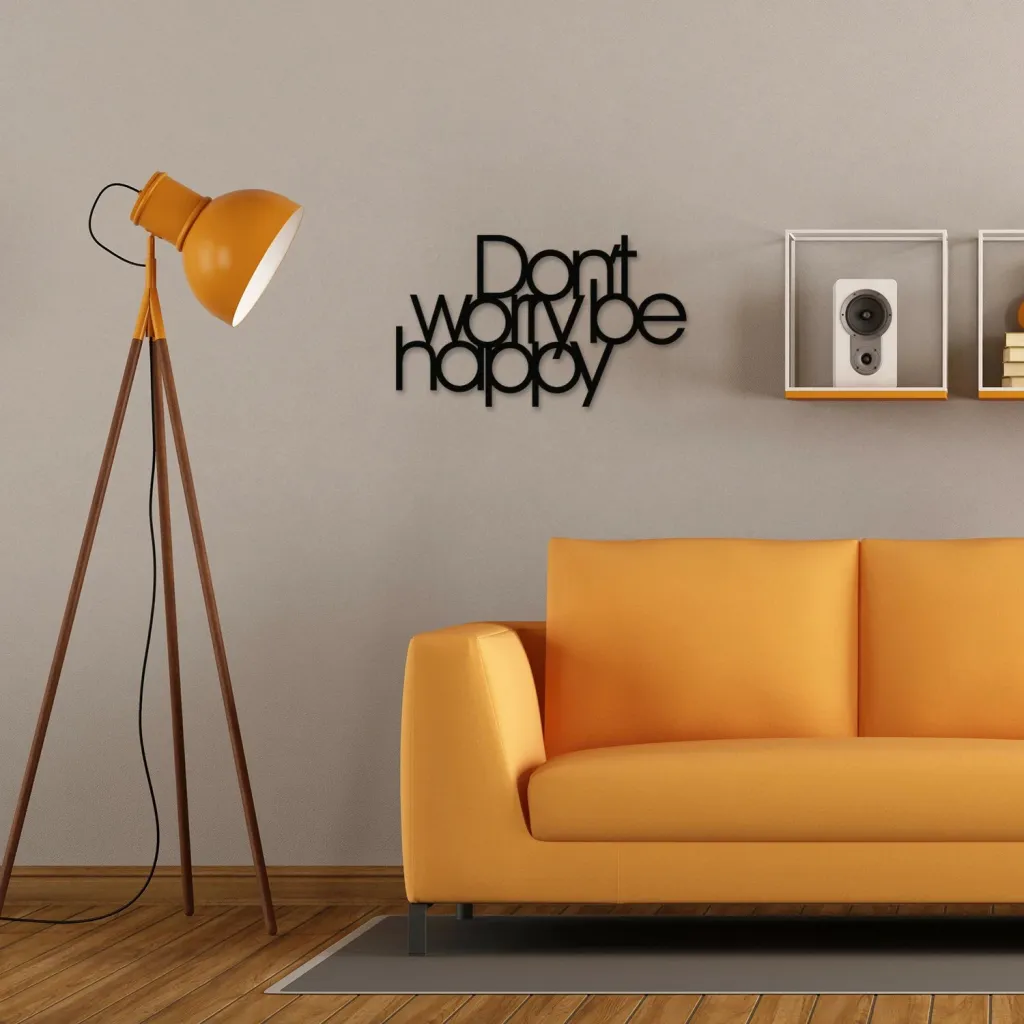 Aksesor dekorativ metalik për mur, Wallity, Don't Worry Be Happy - 2