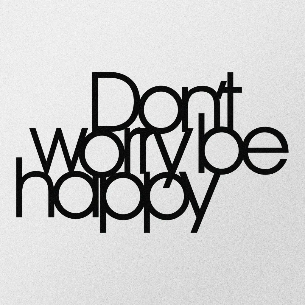 Aksesor dekorativ metalik për mur, Wallity, Don't Worry Be Happy - 4