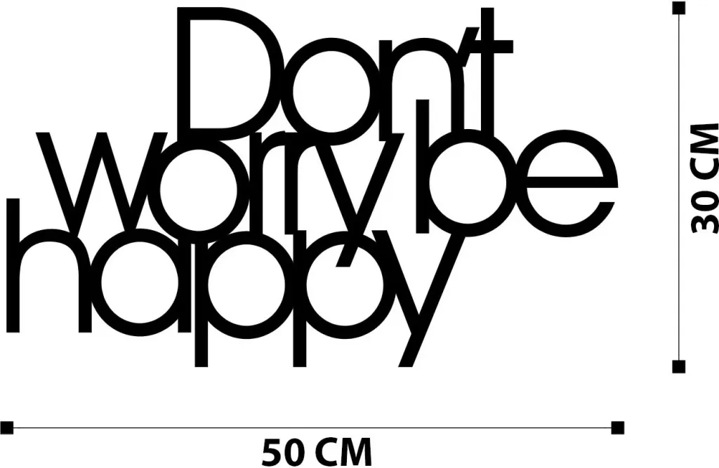 Aksesor dekorativ metalik për mur, Wallity, Don't Worry Be Happy - 6