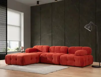 Këndare Atelier del Sofa Doblo 3 vendesh me pouffe, e kuqe
