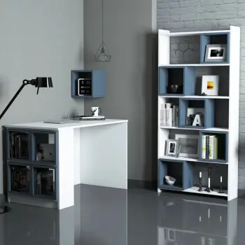 Set tavoline studimi me raft librash, ngjyrë e bardhë, Hanah Home Matilda