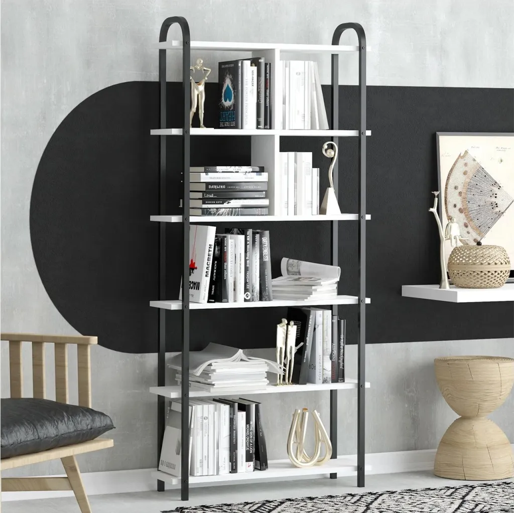 Raft librash Hanah Home Lisa, e zezë dhe e bardhë - 1