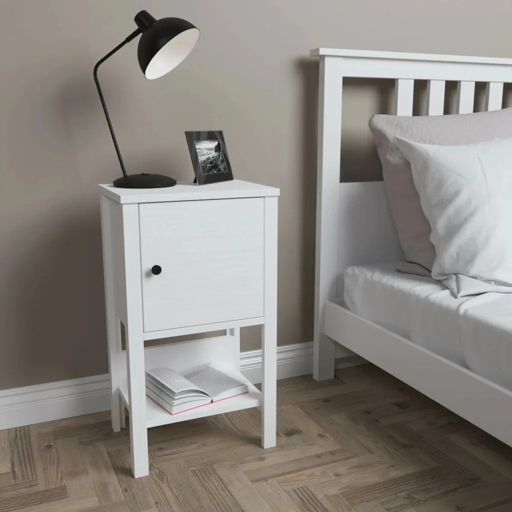 Komodinë Hanah Home, FRN-10030, ngjyrë druri dhe e bardhë - 1