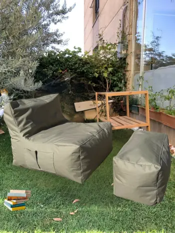 Set bean bag prej dy pjesësh, Atelier del Sofa, XXL Sedir, bezhë