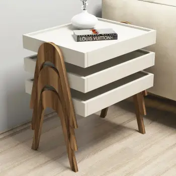 Set tavolinash të vendosshme (3 copë), Hanah Home Paris, ngjyrë arre dhe krem