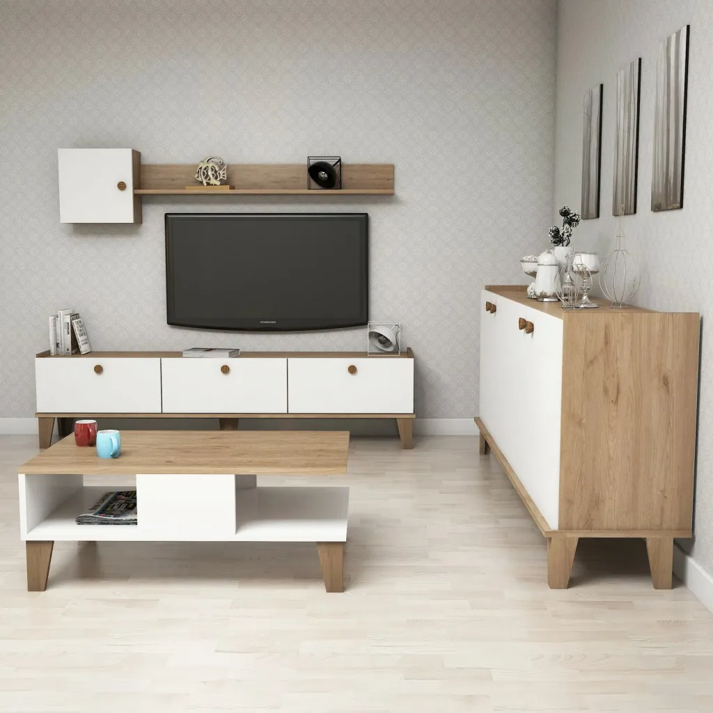 Set Mobiljesh Dhome Ndenjeje Sumer 1, lis, bardhë - 2