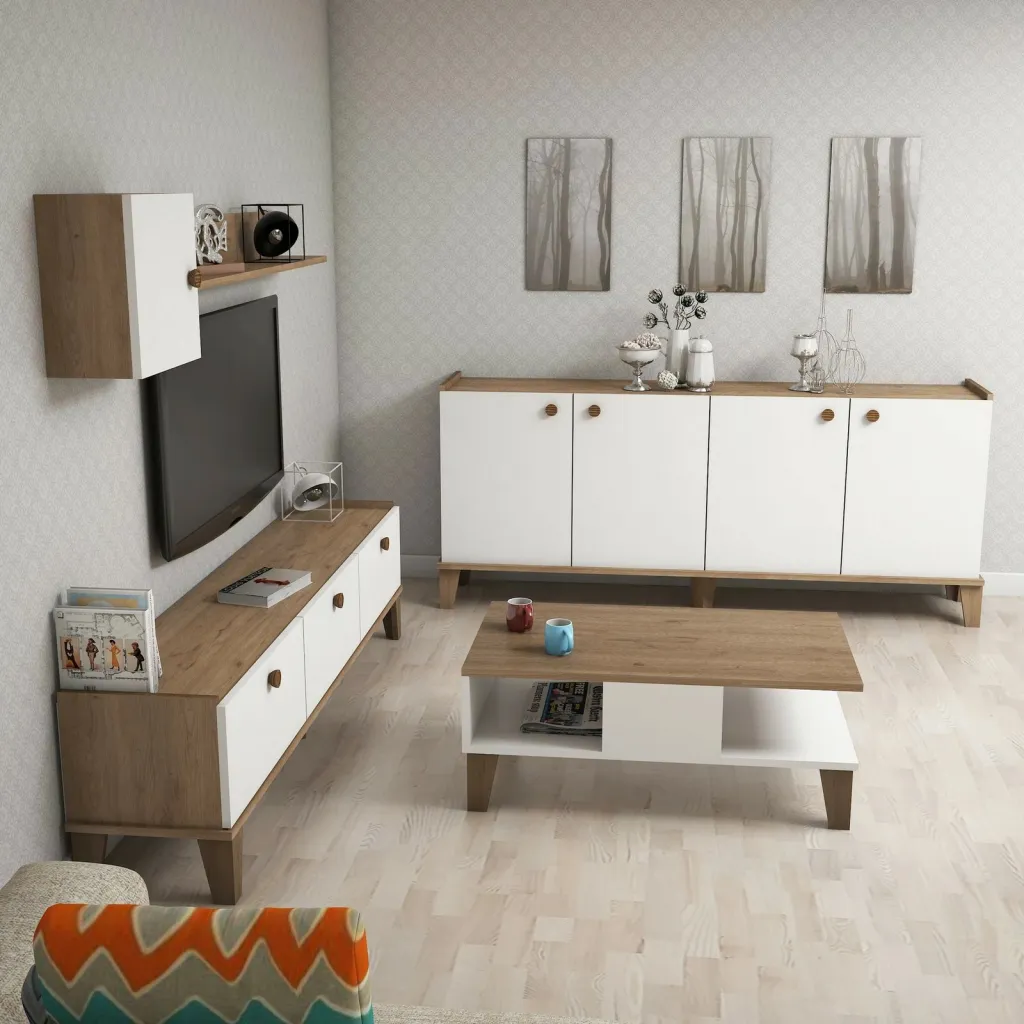 Set Mobiljesh Dhome Ndenjeje Sumer 1, lis, bardhë - 3