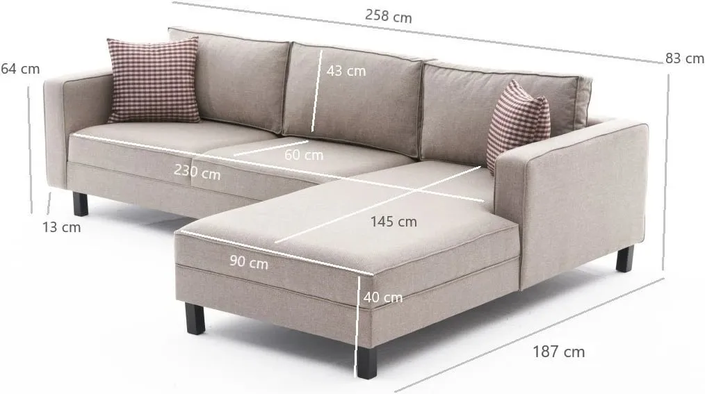Këndare Atelier del Sofa, Kale Linen, e djathtë, krem - 8