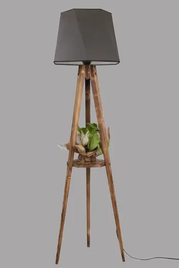 Llambë dyshemeje tripod me rafte, ngjyrë gri e errët, Opviq Sehbalı