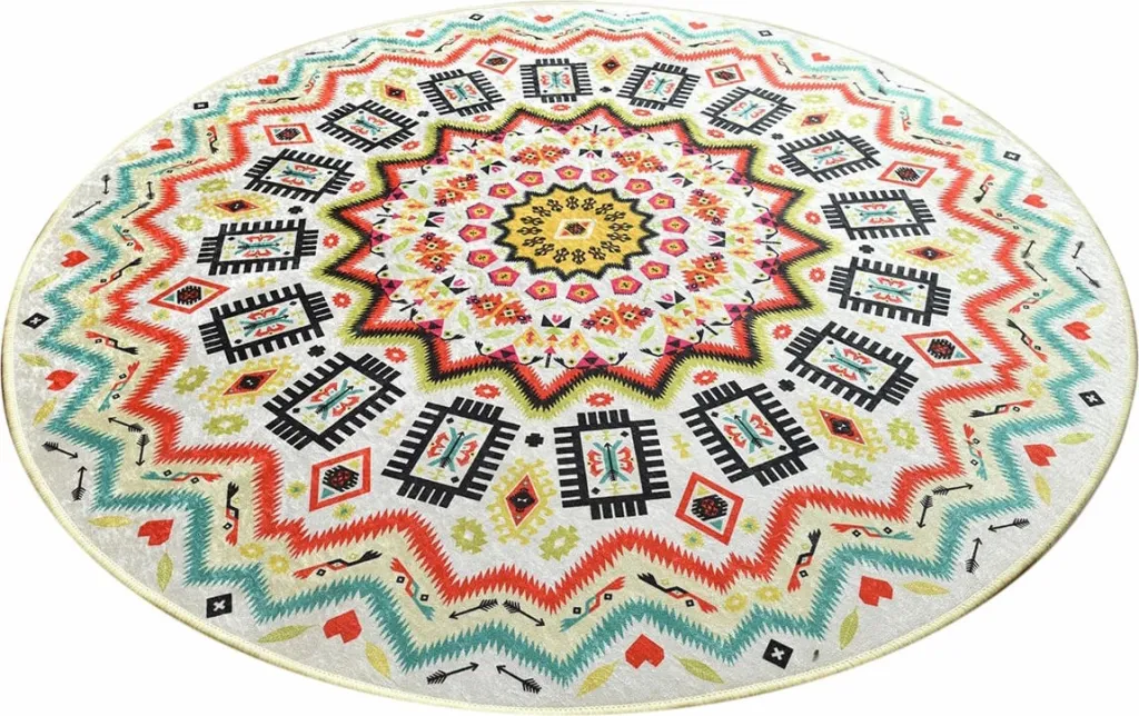 Qilim me dizajn Mandala, shumëngjyrësh, 140 cm - 3