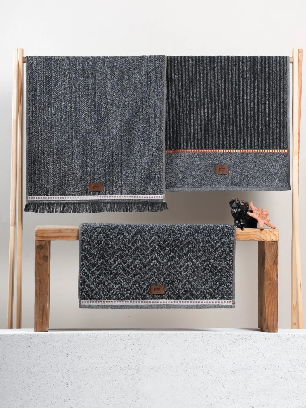 Set peshqirësh duarsh (3 copë), Mijölnir, ngjyrë denim-antracit - 2