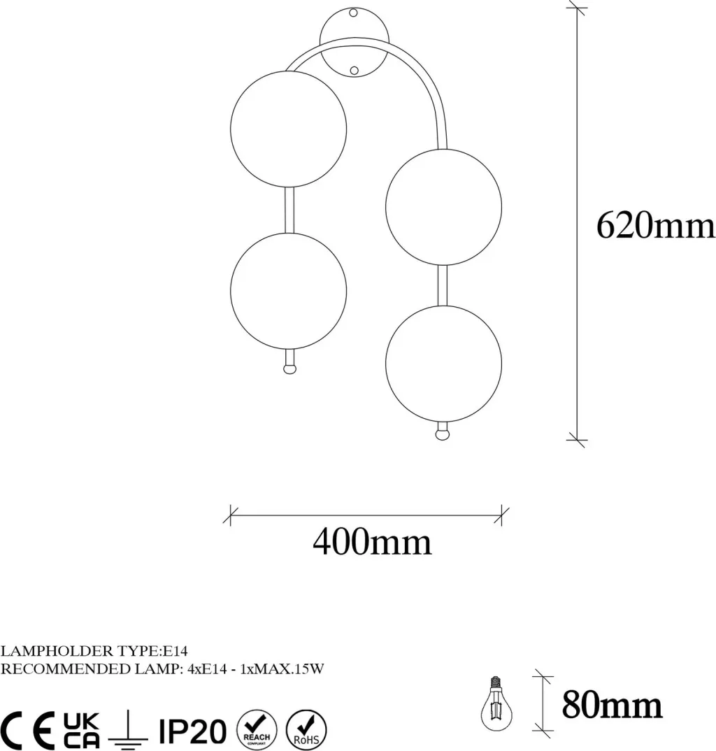 Llambë muri Opviq, Jewel - 10595, e zezë dhe krem, moderne - 7