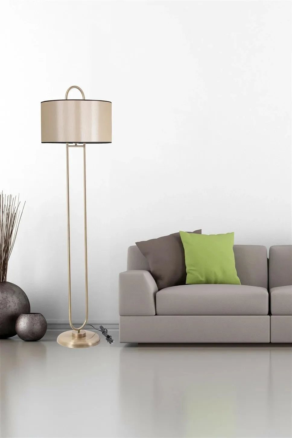 Lambader Opviq Elips, këmbë eskitme, abazhuri krem, 170cm - 1