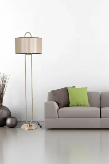 Lambader Opviq Elips, këmbë eskitme, abazhuri krem, 170cm