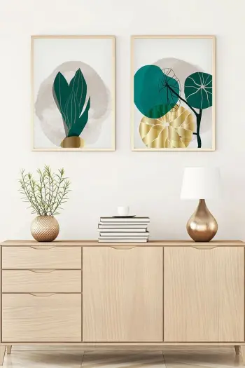 Piktura dekorative me kornizë MDF (2 copë), Wallity, Huhu68, 70x50cm