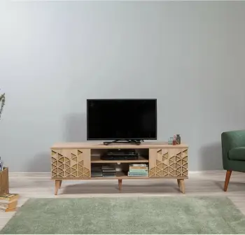 Komodë TV Truva, ngjyrë lisi Sonoma, 140x50x40cm