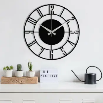 Orë muri dekorative prej metali, Wallity Enzoclock - S011, e zezë, 48x48cm
