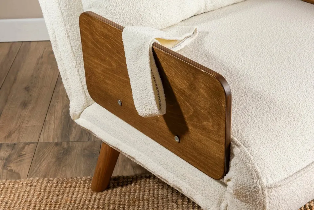 Krevat-karrige një vendës, Atelier del Sofa, Cosmo Single, material teddy, e bardhë - 8